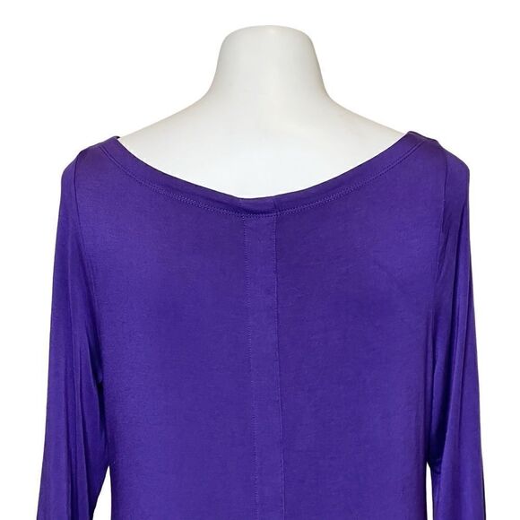 Soft Surroundings purple 3/4 sleeve shark bite tunic top size M - Picture 9 of 14